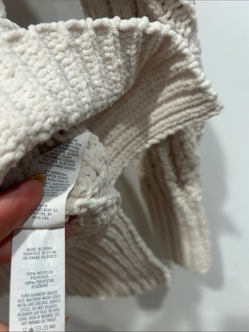 aerie Cream Knit Half-Zip V-Neck Sweater women’s oversize XS pullover beach top - Picture 6 of 8